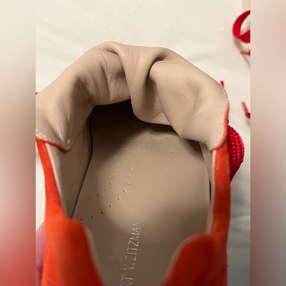 Stuart Weitzman Red Suede Gaming Sneaker Size 6 - Picture 8 of 11